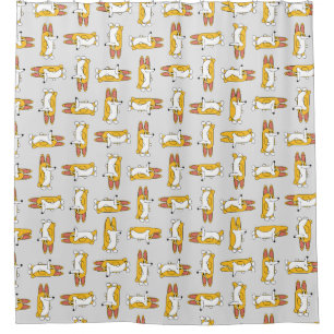 Funny Cartoon Corgi Pattern Shower Curtain