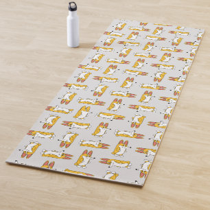 Funny Cartoon Corgi Pattern Yoga Mat