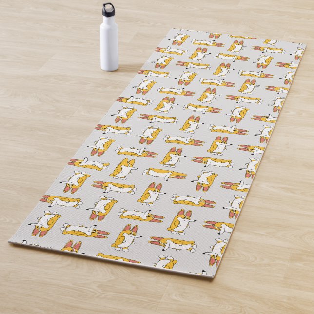 Funny Cartoon Corgi Pattern Yoga Mat (In Situ)