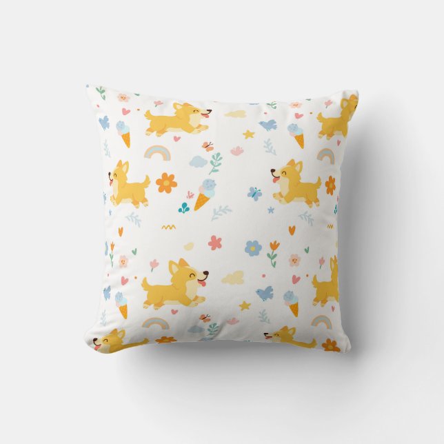 funny cartoon corgis dogs cushion (Front)