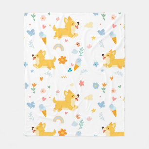 funny cartoon corgis dogs fleece blanket