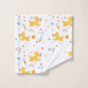 funny cartoon corgis dogs wash cloth