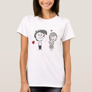 Funny Cartoon Couple, Boy and Girl T-Shirt