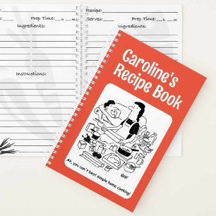 Funny Cartoon Cover Personalised Recipe Notebook