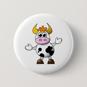 Funny Cartoon Cow 6 Cm Round Badge