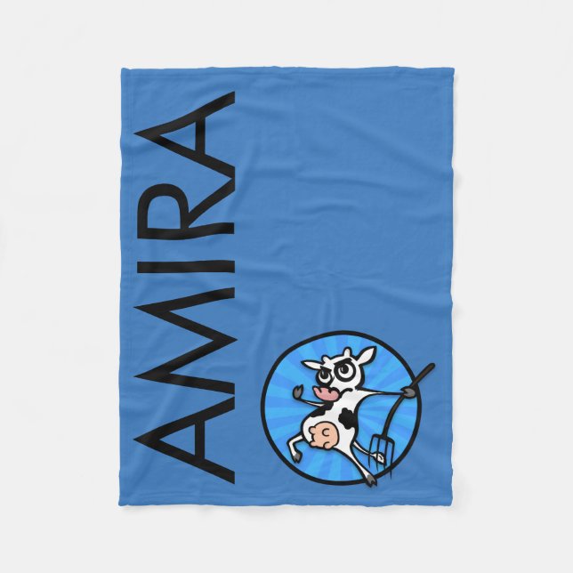 FUNNY CARTOON COW FLEECE BLANKET (Front)