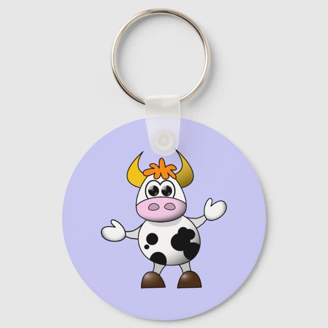 Funny Cartoon Cow Key Ring (Front)