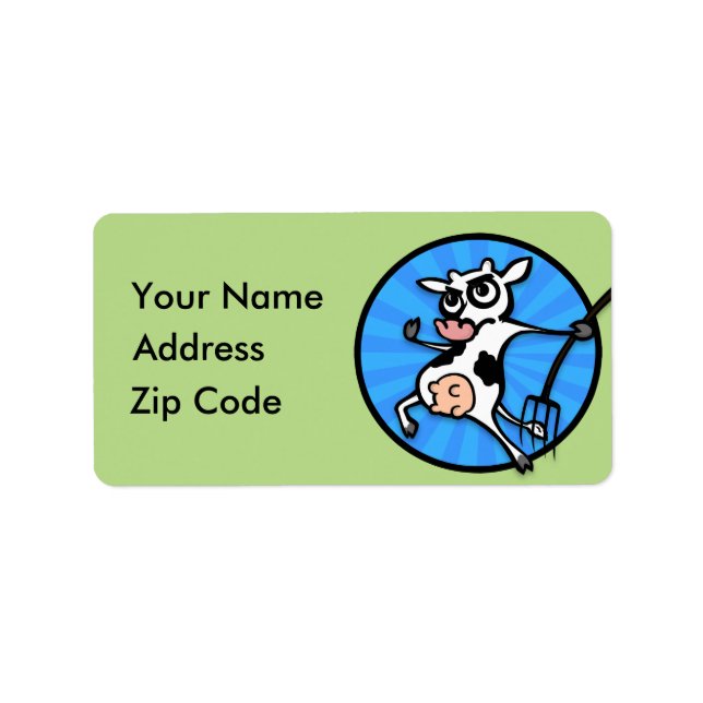 FUNNY CARTOON COW RETURN ADDRESS LABELS (Front)