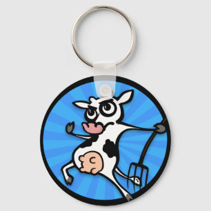 FUNNY CARTOON COW ROUND KEY CHAIN