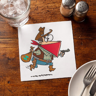 Funny Cartoon Cowboy Bandit Robber Napkin