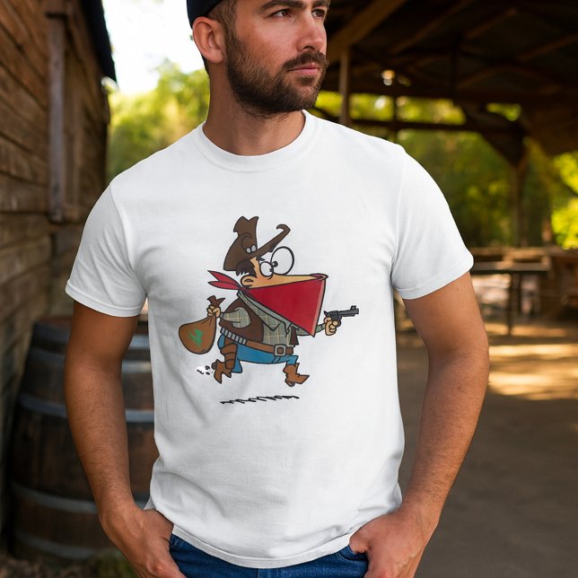 Funny Cartoon Cowboy Bandit Robber T-Shirt (Creator Uploaded)