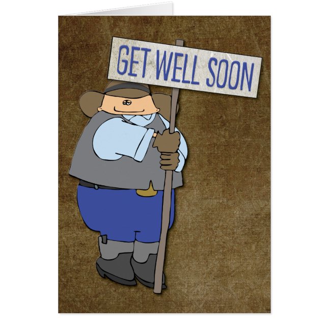 Funny Cartoon Cowboy Get-Well Card (Front)
