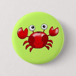 Funny Cartoon Crab Magnet – Ocean Theme 6 Cm Round Badge