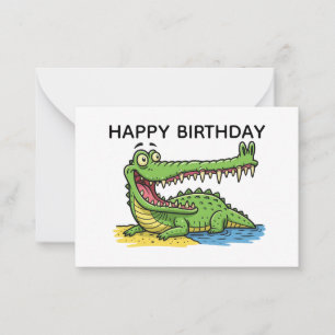 Funny Cartoon Crocodile with Big Smile Birthday  Card
