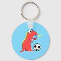 Funny Cartoon Dinosaur Playing Soccer