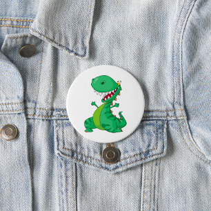 Funny Cartoon Dinosaur Roaring T-Rex 7.5 Cm Round Badge