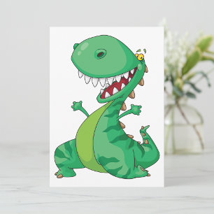 Funny Cartoon Dinosaur Roaring T-Rex Invitation