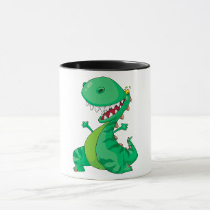 Funny Cartoon Dinosaur Roaring T-Rex Mug