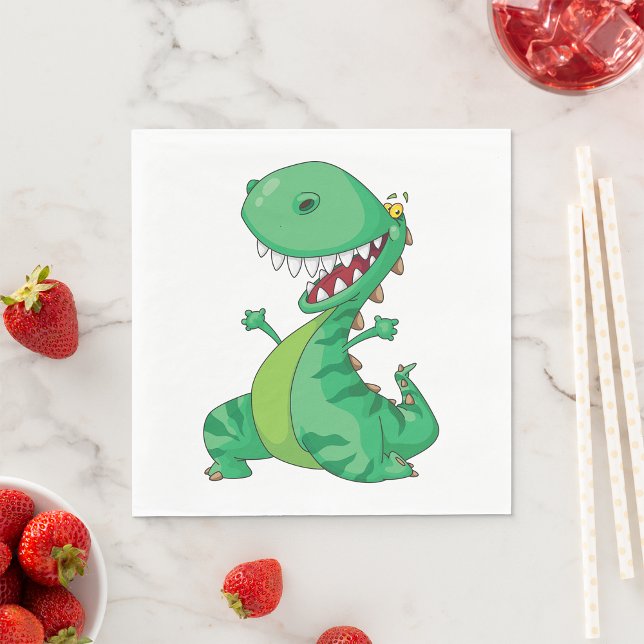 Funny Cartoon Dinosaur Roaring T-Rex Napkin (Creator Uploaded)