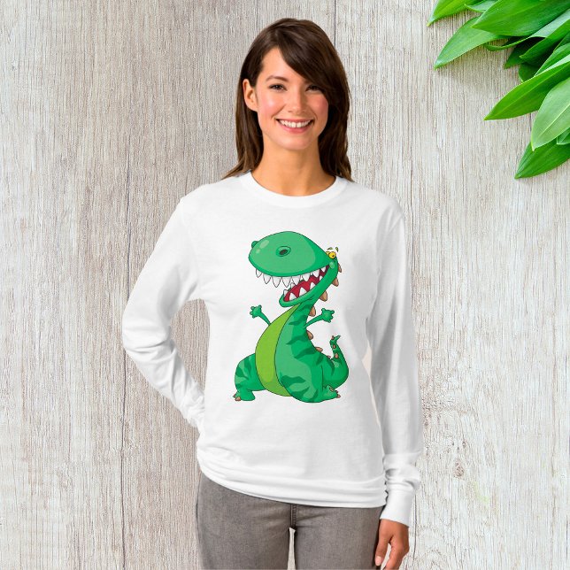 Funny Cartoon Dinosaur Roaring T-Rex T-Shirt (Creator Uploaded)