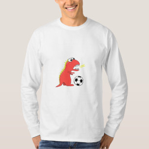Funny Cartoon Dinosaur Soccer Male Long Sleeve T-Shirt