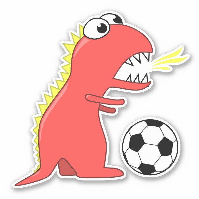 Funny Cartoon Dinosaur Soccer Player (Front)