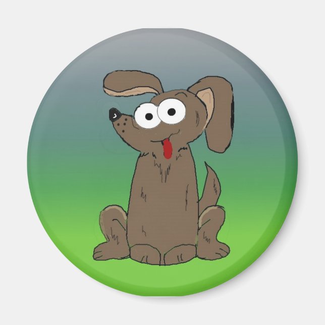 Funny Cartoon Dog Bulging Eyes Magnet (Front)
