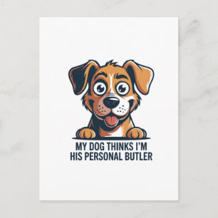 Funny Cartoon Dog Butler Quote Holiday Postcard