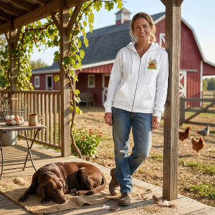 Funny Cartoon Dog Cat and Chicken on Doghouse  Hoodie