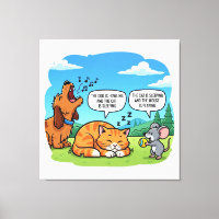 Funny Cartoon Dog, Cat, and Mouse