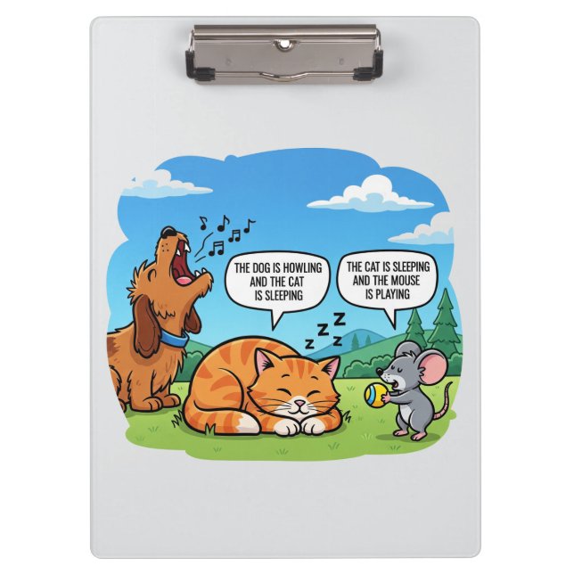 Funny Cartoon Dog, Cat, and Mouse Clipboard (Front)