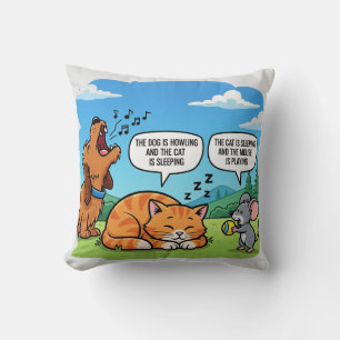 Funny Cartoon Dog, Cat, and Mouse Cushion