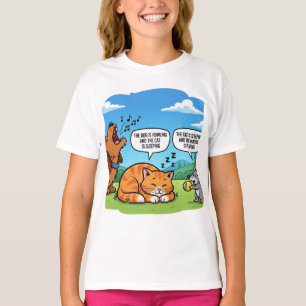 Funny Cartoon Dog, Cat, and Mouse T-Shirt