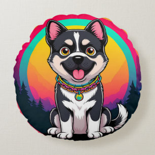 Funny Cartoon Dog Cosy Pet Lover Gift Home Decor Round Cushion