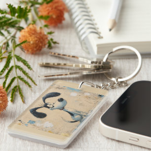 Funny Cartoon Dog – Whimsical Cute Dog Art Key Ring