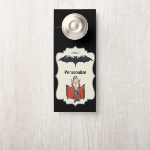Funny Cartoon Dracula Flying Bat Personalised Room Door Hanger