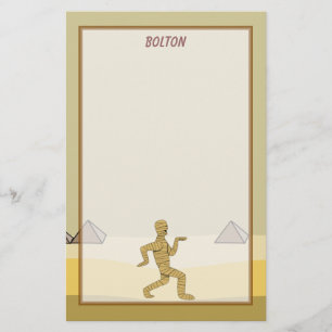 Funny Cartoon Egyptian Mummy Pyramids Custom Stationery