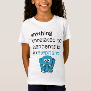 Funny Cartoon Elephant Text T-Shirt