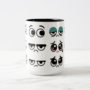 Funny Cartoon Eyes Water Bottle Two-Tone Coffee Mug