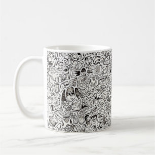 Funny Cartoon Faces Drawing Coffee Mug