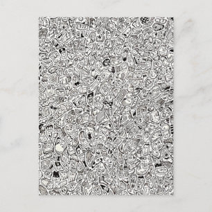 Funny Cartoon Faces Drawing Postcard