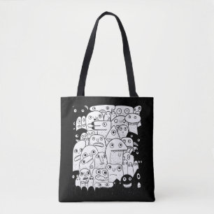 Funny cartoon faces l Black and white Tote Bag