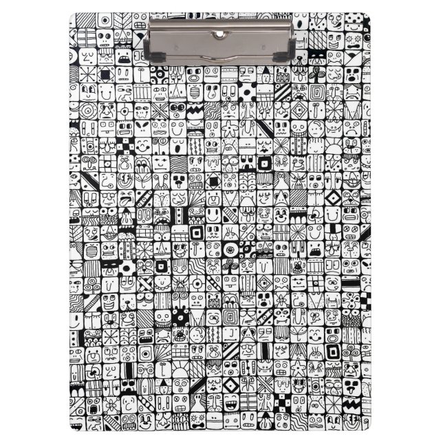 Funny Cartoon Faces Squares Clipboard (Front)