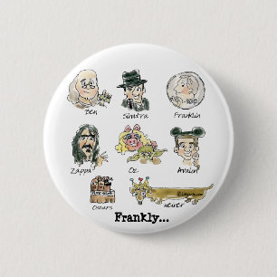 Funny Cartoon Famous Franks Round Lapel Pin