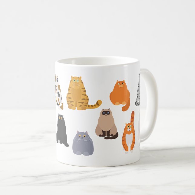Funny cartoon fat cats view coffee mug (Front Right)