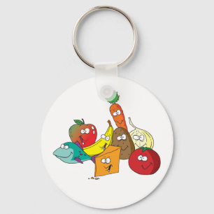 Funny Cartoon Food Group Friends Characters Key Ring
