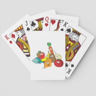 Funny Cartoon Food Group Friends Characters Playing Cards