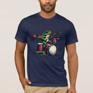 Funny Cartoon Frog Playing the Drums T-Shirt
