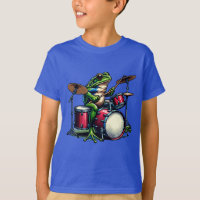 Funny Cartoon Frog Playing the Drums