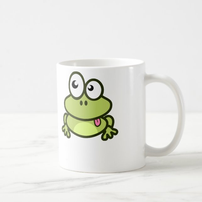Funny Cartoon Frog - White Coffee Mug (Right)